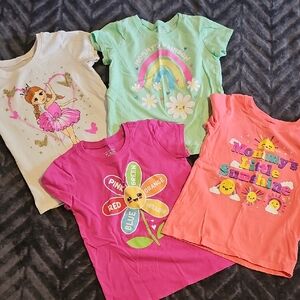 The Children's Place Girls Graphic Tee Bundle - Pink, Coral, Mint, White